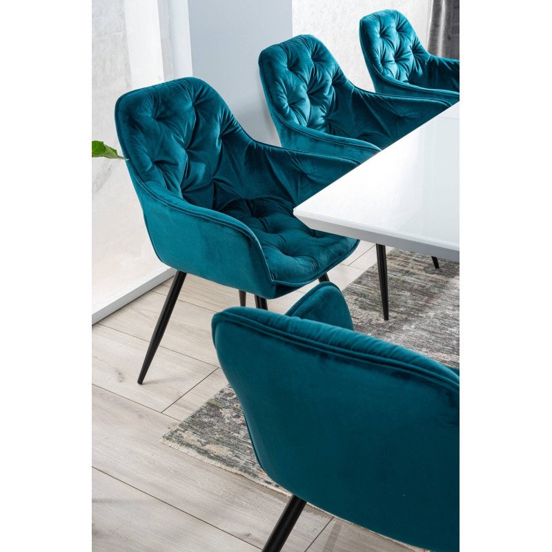 Jedálenská stolička CHERRY VELVET - čierny mat/bordová bluvel 59