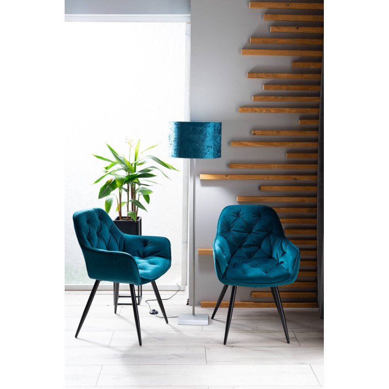 Jedálenská stolička CHERRY VELVET - čierny mat/bordová bluvel 59