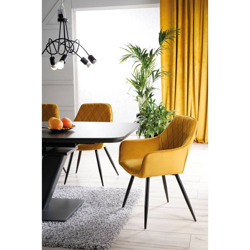 Jedálenská stolička LINEA VELVET - čierny mat/granátová bluvel 86