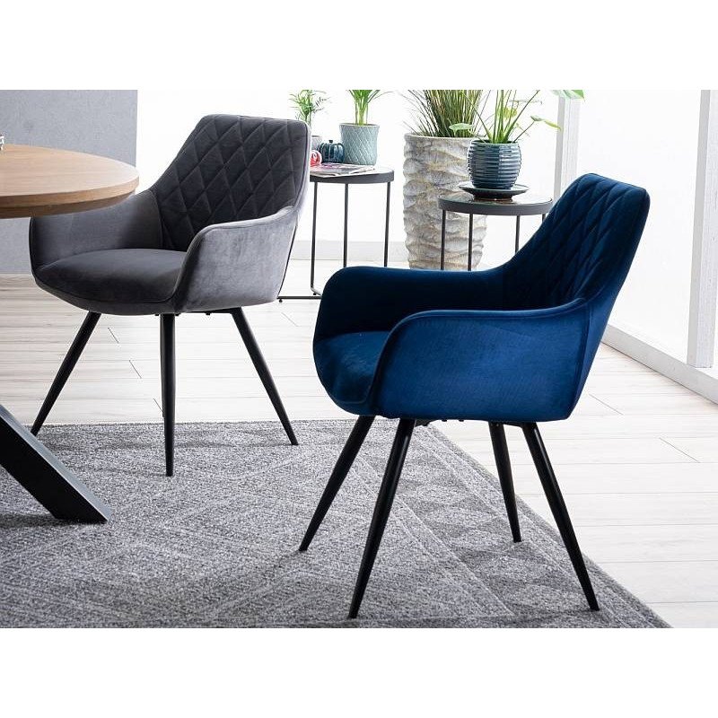 Jedálenská stolička LINEA VELVET - čierny mat/granátová bluvel 86