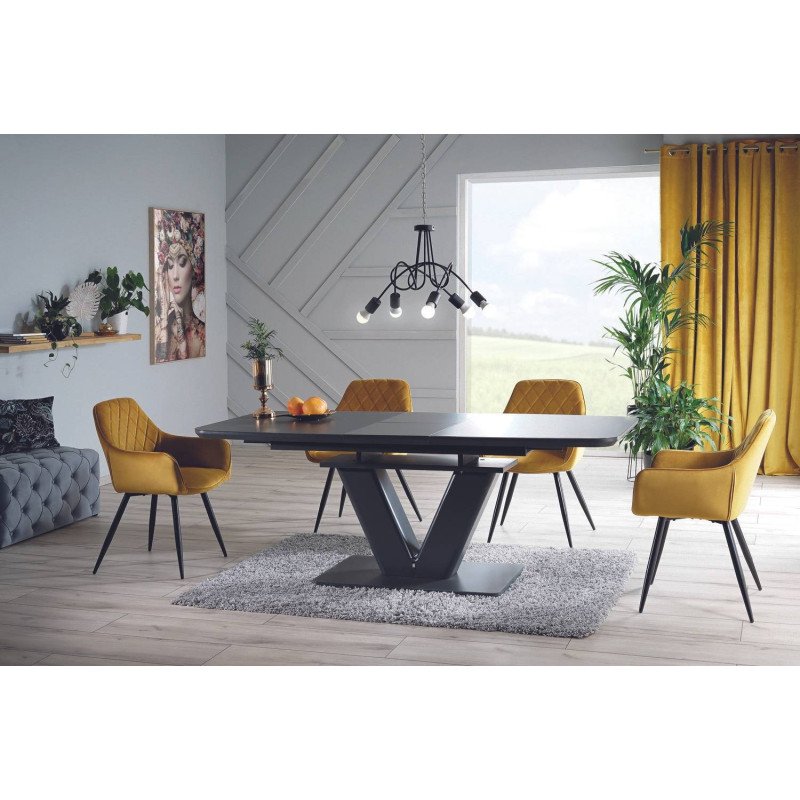 Jedálenská stolička LINEA VELVET - čierny mat/granátová bluvel 86