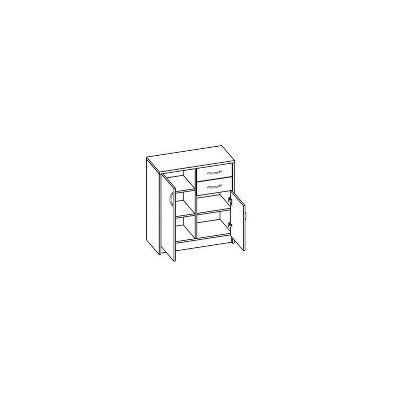 Lacná komoda SCONTO K1 2D 2S - biela