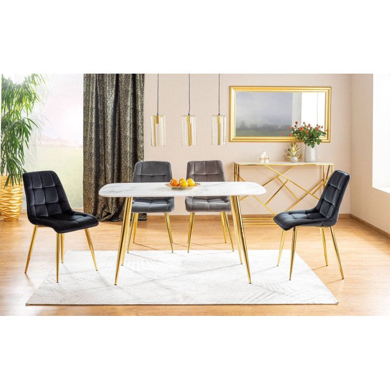 Jedálenská stolička CHIC VELVET GOLD - zlatá/granátová bluvel 86