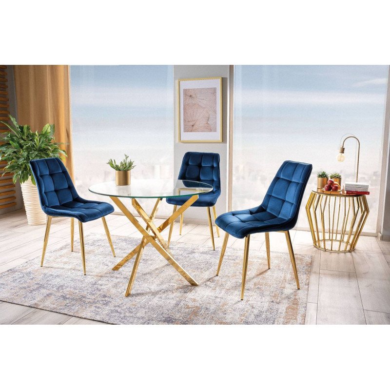 Jedálenská stolička CHIC VELVET GOLD - zlatá/granátová bluvel 86