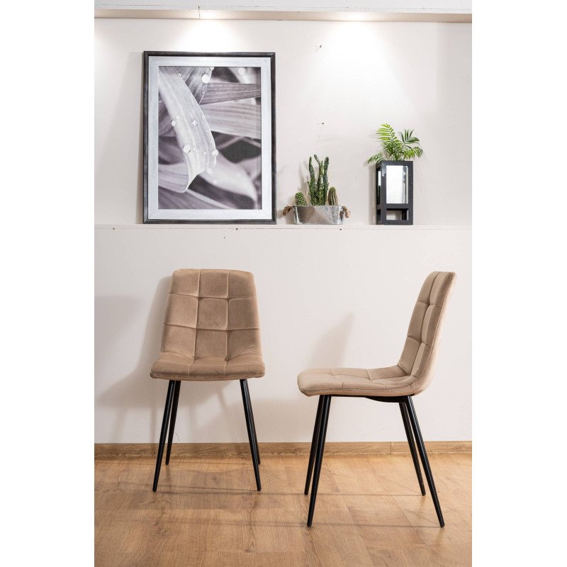 Jedálenská stolička MILA VELVET - čierny mat/svetlo sivá bluvel 03