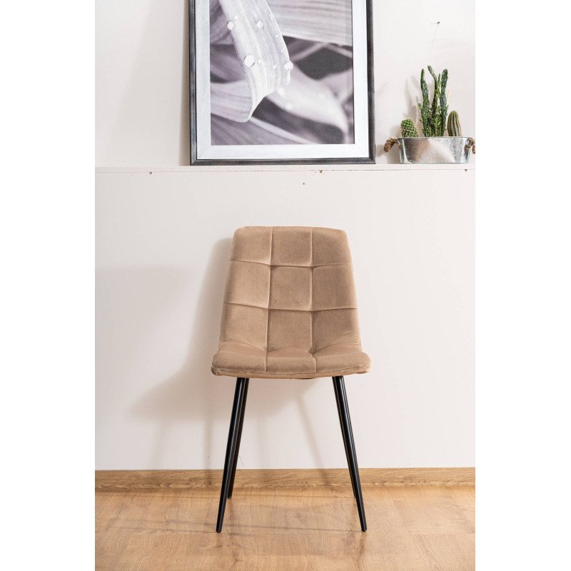 Jedálenská stolička MILA VELVET - čierny mat/svetlo sivá bluvel 03