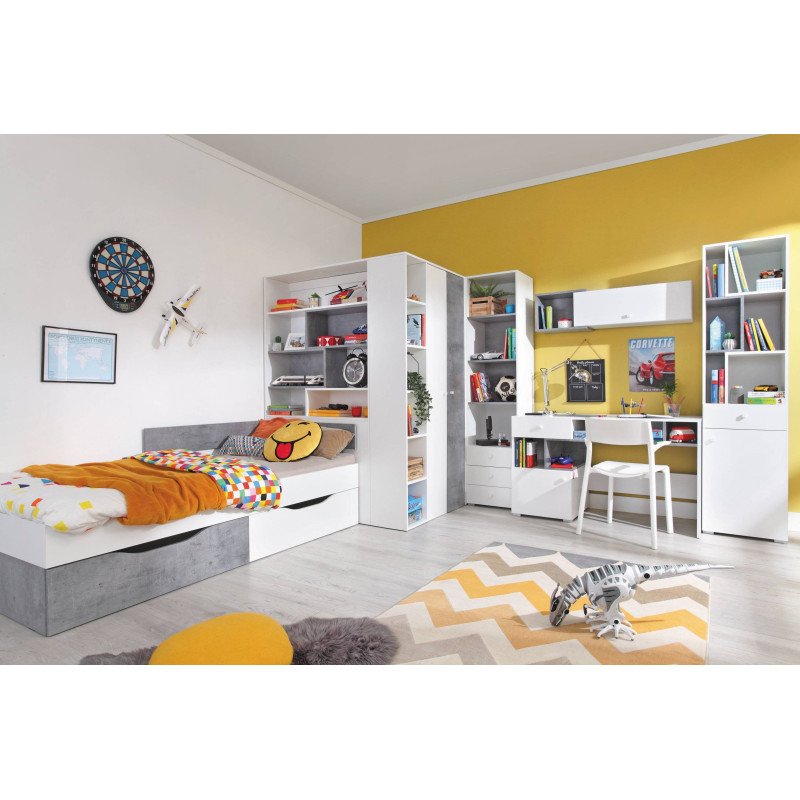 Šatníková skriňa SIGMA SI3 L/P - betón/biely lux/dub