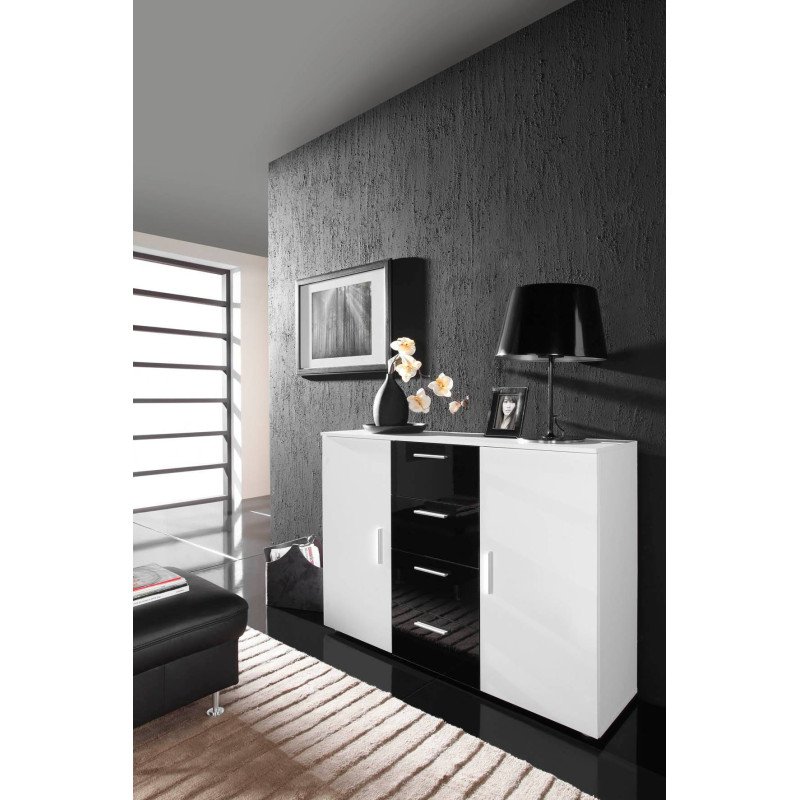 Komoda SOHO-UNI S8 - biely mat/sivý lesk