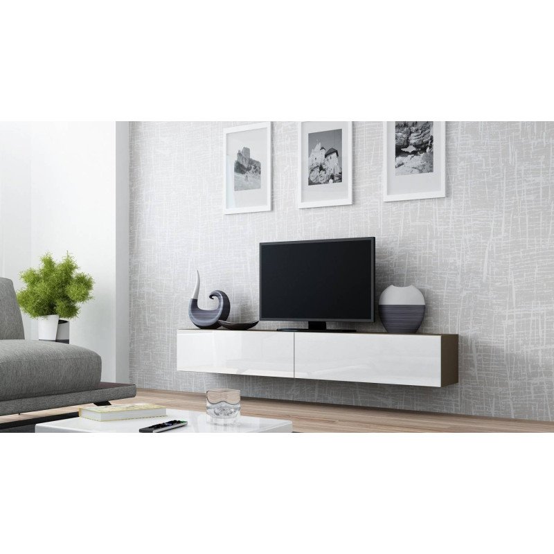 Závesný televízny stolík VIGO 180 - latte mat/biely lesk