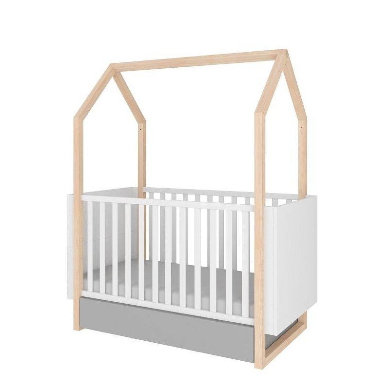 Detská postieľka PINETTE COT BED 70x140 - biela matná/sivá matná/borovica