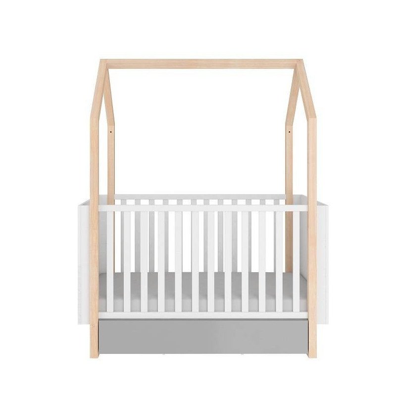 Detská postieľka PINETTE COT BED 70x140 - biela matná/sivá matná/borovica