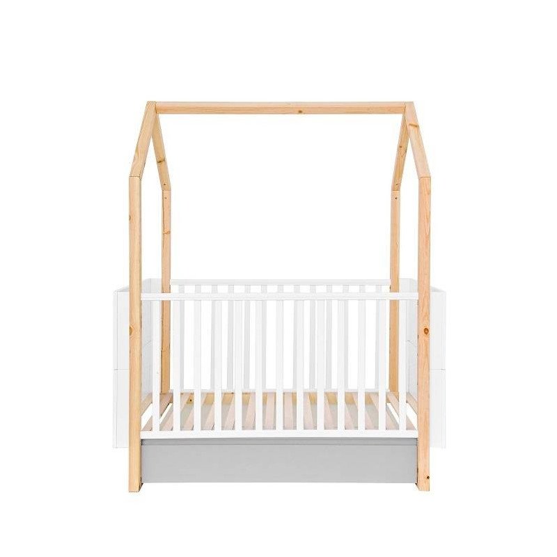 Detská postieľka PINETTE COT BED 70x140 - biela matná/sivá matná/borovica