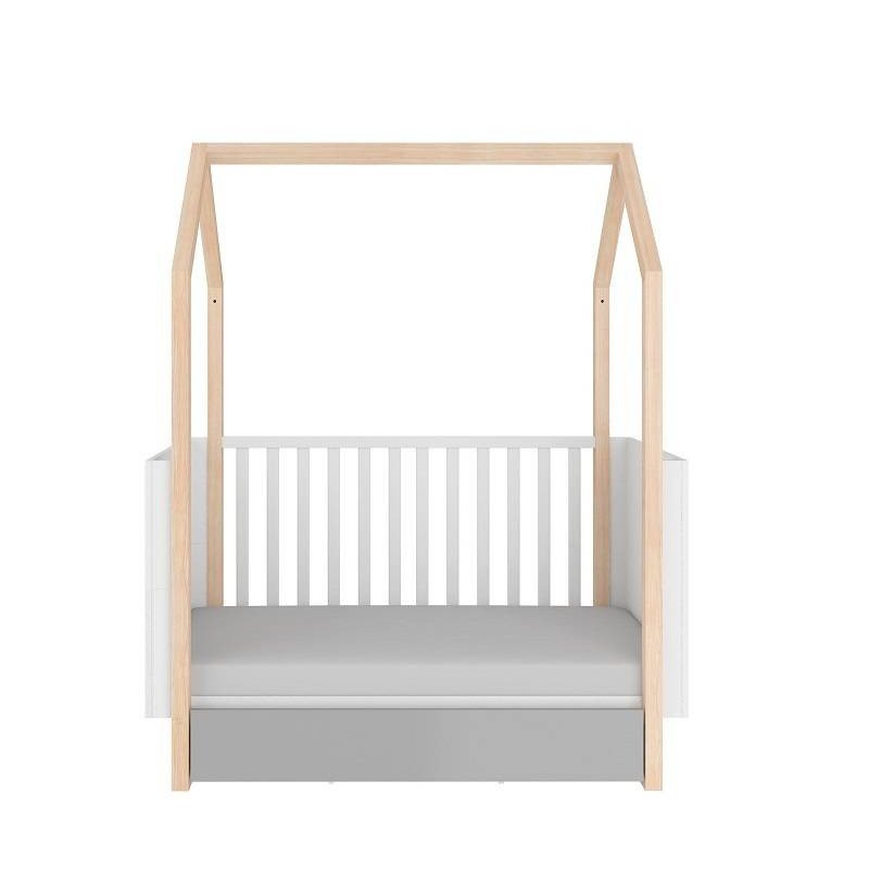 Detská postieľka PINETTE COT BED 70x140 - biela matná/sivá matná/borovica