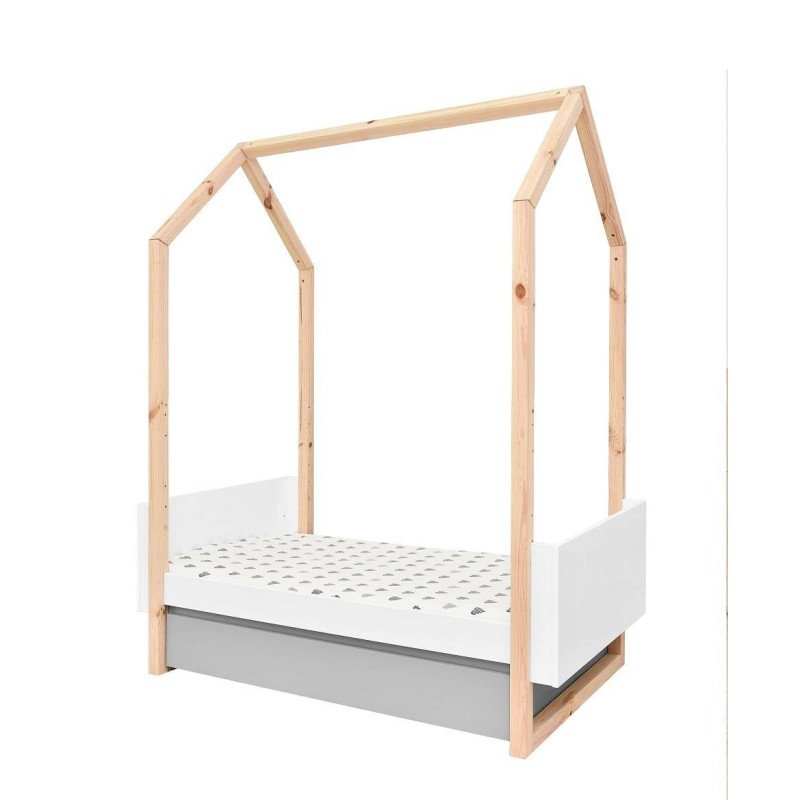 Detská postieľka PINETTE COT BED 70x140 - biela matná/sivá matná/borovica