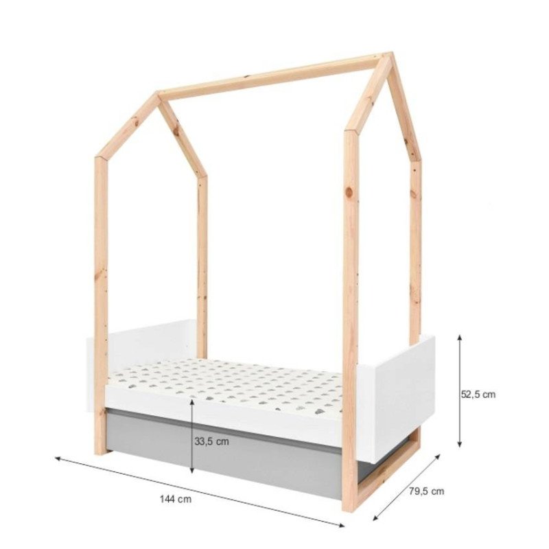 Detská postieľka PINETTE COT BED 70x140 - biela matná/sivá matná/borovica