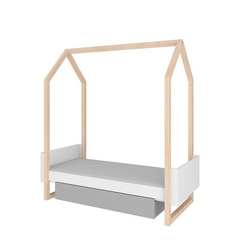 Detská postieľka PINETTE COT BED 70x140 - biela matná/sivá matná/borovica