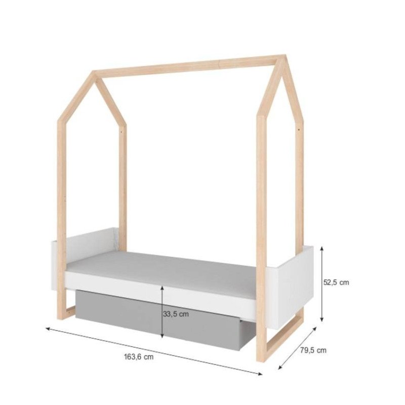 Detská postieľka PINETTE COT BED 70x140 - biela matná/sivá matná/borovica