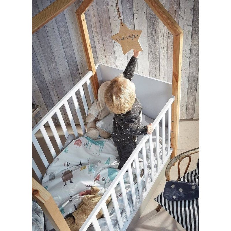 Detská postieľka PINETTE COT BED 70x140 - biela matná/sivá matná/borovica