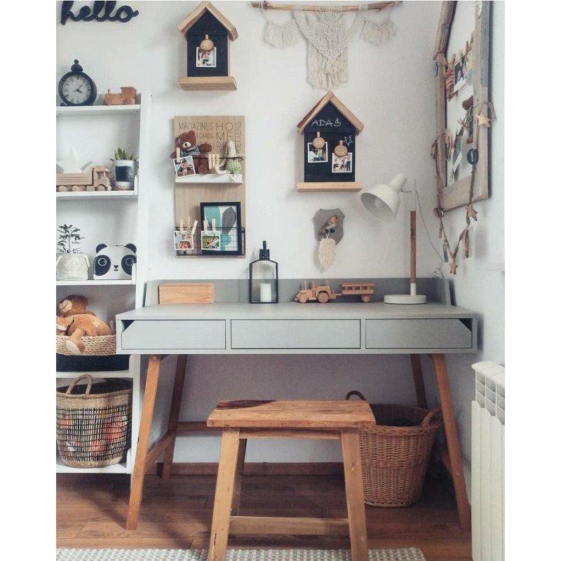 Písací stolík LOTTA DESK - biela matná/dub