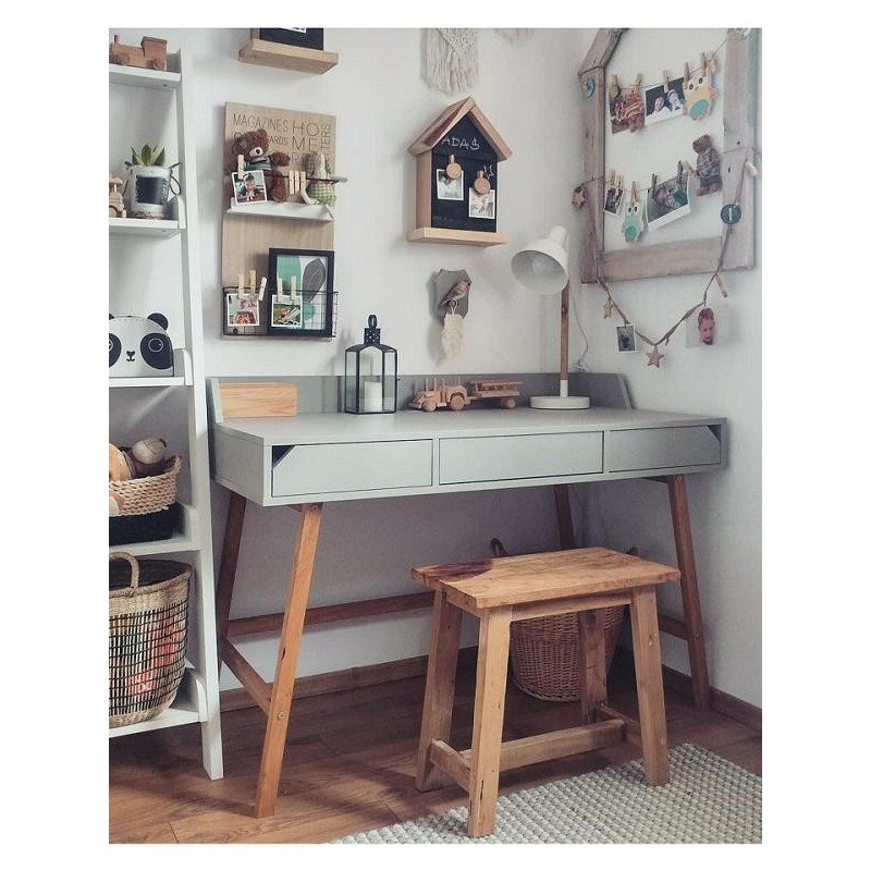 Písací stolík LOTTA DESK - biela matná/dub