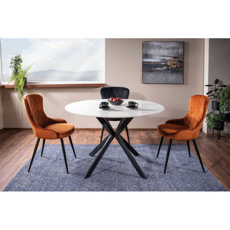 Jedálenská stolička LOTUS VELVET - čierny mat/béžová bluvel 28