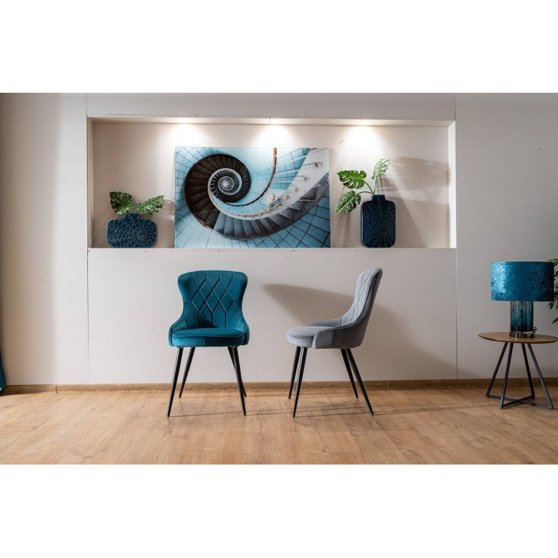 Jedálenská stolička LOTUS VELVET - čierny mat/béžová bluvel 28