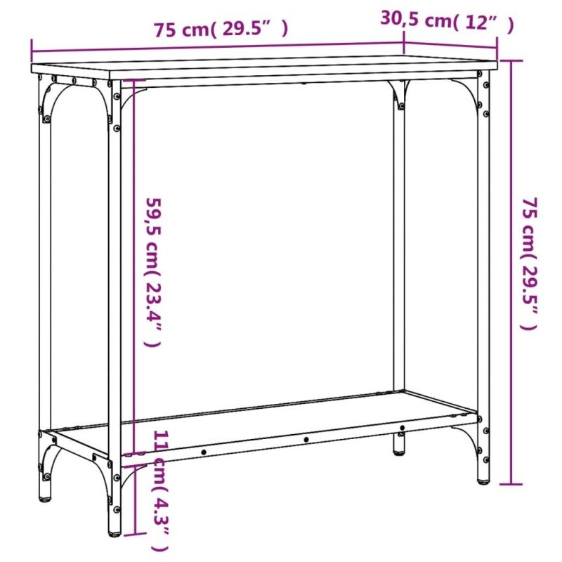 vidaXL Konzolový stolík čierny 75x30,5x75 cm kompozitné drevo