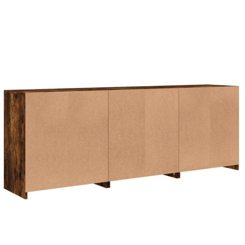 vidaXL Komoda s LED svetlami dymový dub 181,5x37x67 cm