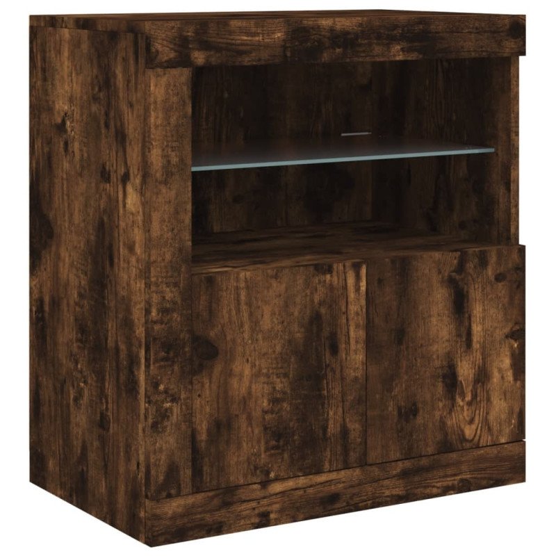 vidaXL Komoda s LED svetlami dymový dub 181,5x37x67 cm