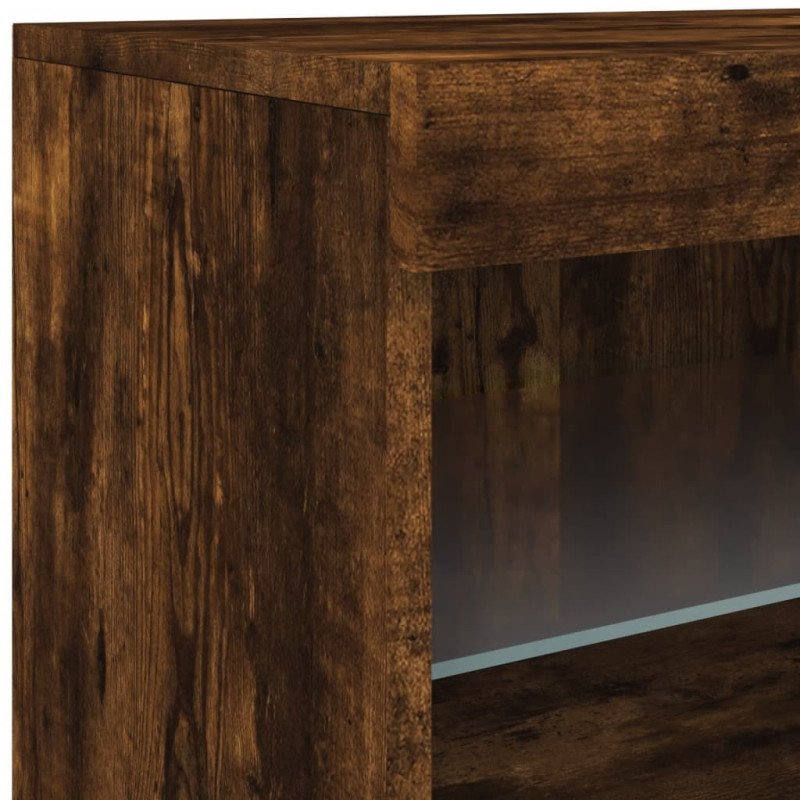vidaXL Komoda s LED svetlami dymový dub 181,5x37x67 cm