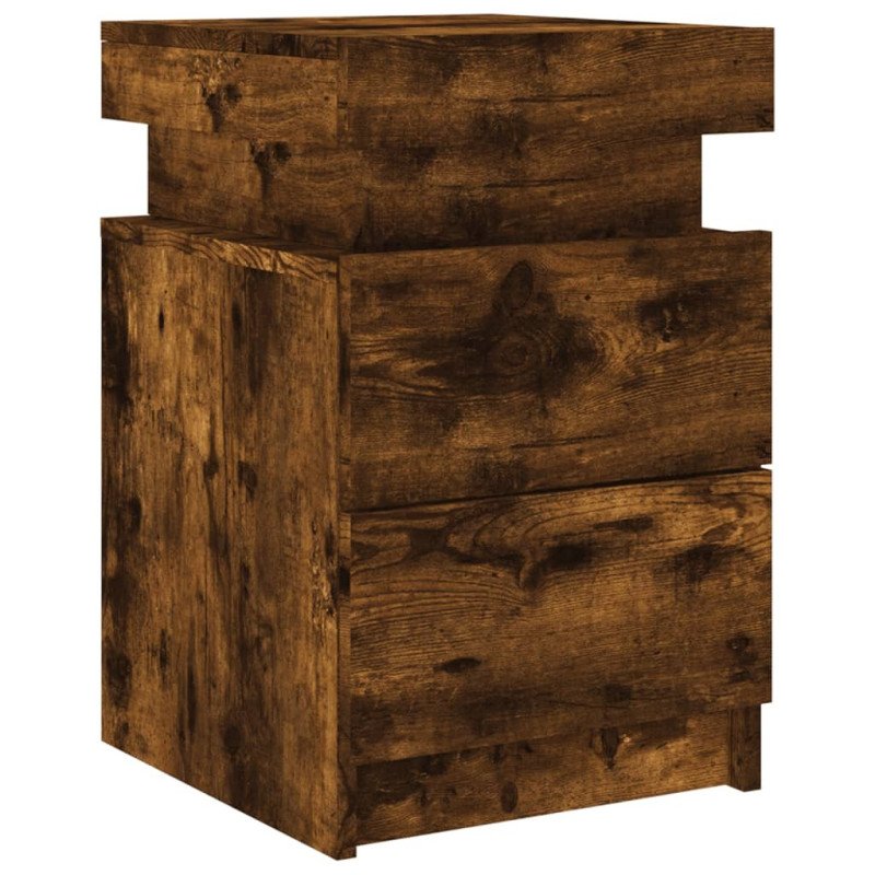 vidaXL Nočný stolík s LED svetlami dymový dub 35x39x55 cm