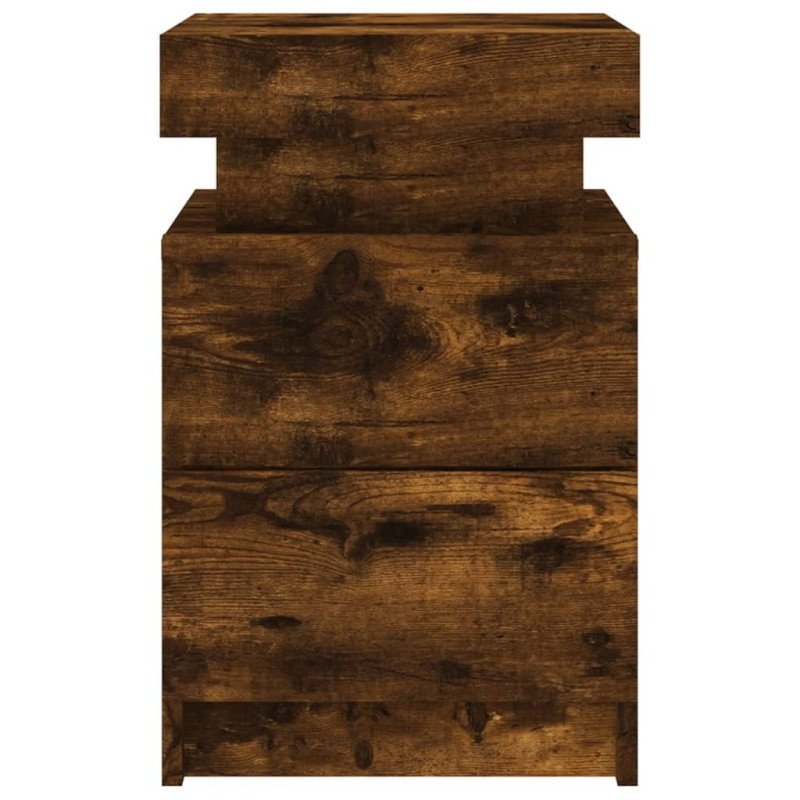 vidaXL Nočný stolík s LED svetlami dymový dub 35x39x55 cm