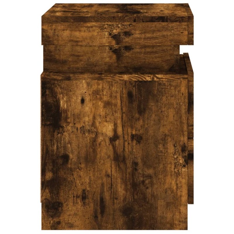 vidaXL Nočný stolík s LED svetlami dymový dub 35x39x55 cm