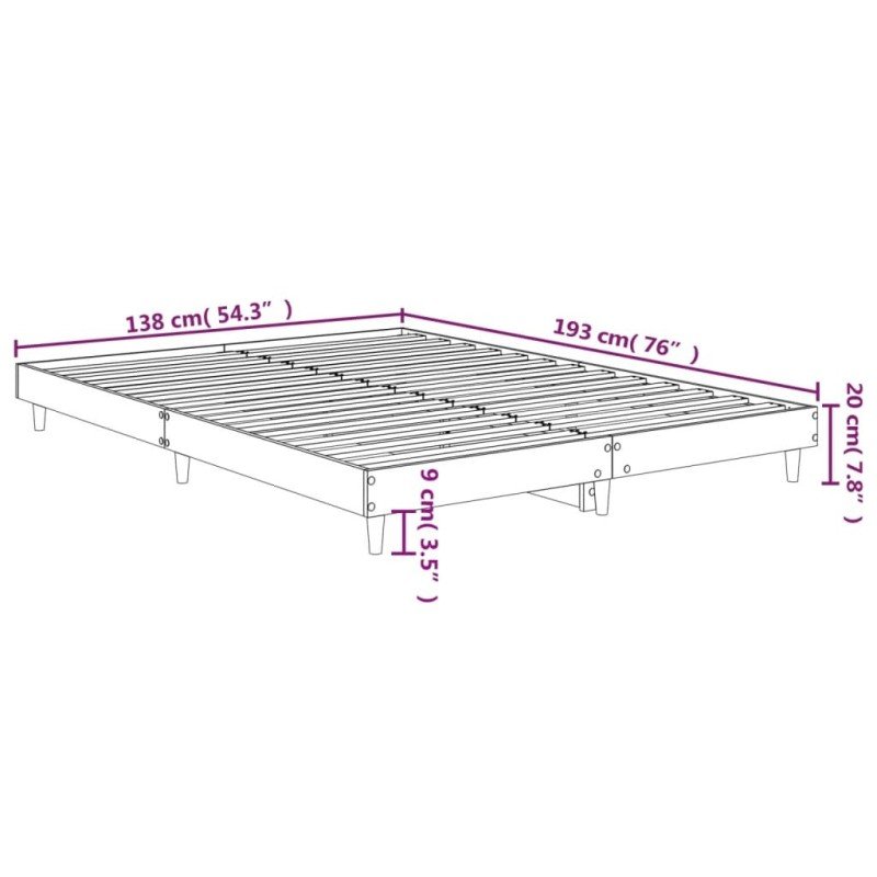 vidaXL Posteľný rám dub sonoma 135x190 cm kompozitné drevo