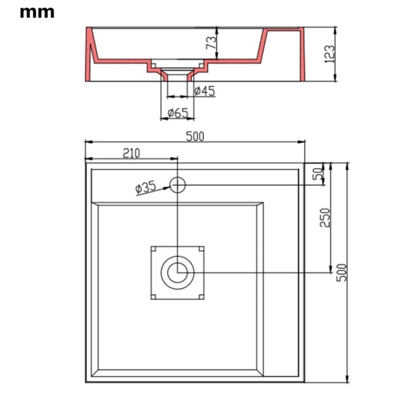 vidaXL Umývadlo z minerálneho/mramoroveho odliatku 50x50x12,3 cm biele