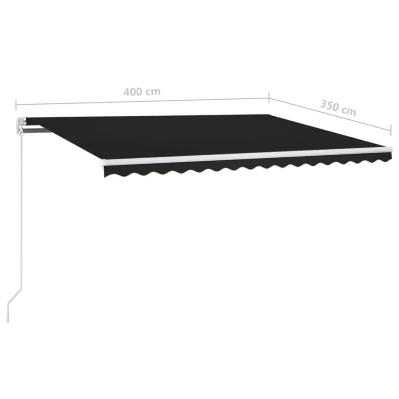 vidaXL Ručne zaťahovacia markíza s LED 400x350 cm antracitová