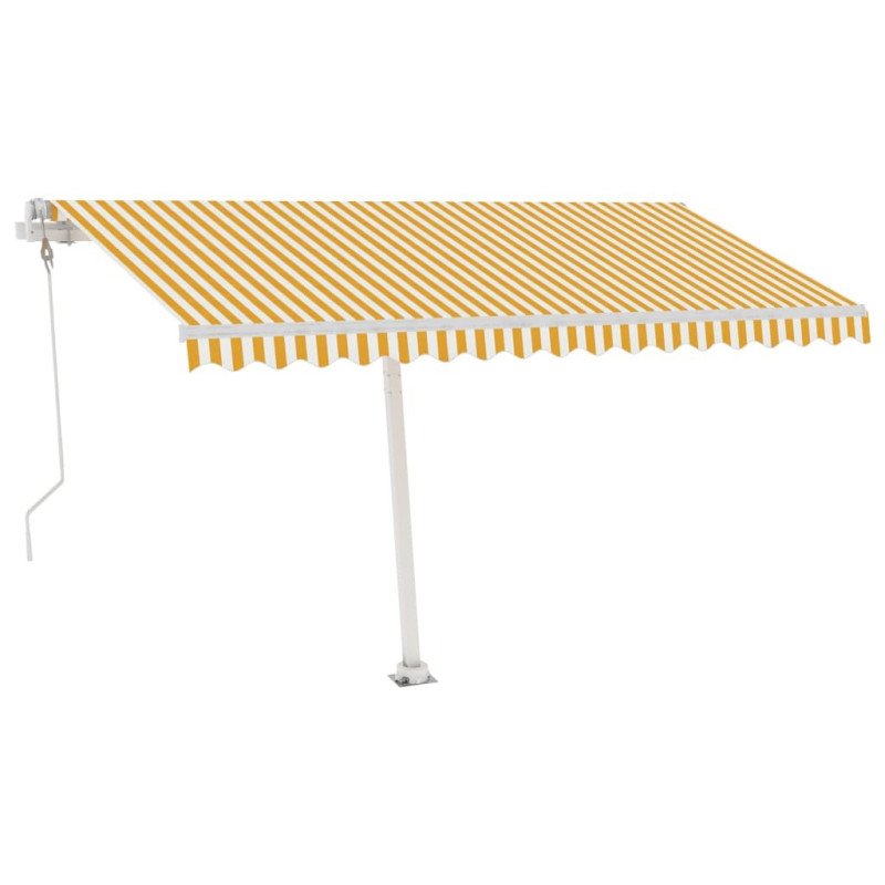 vidaXL Samostatne stojaca automatická markíza 450x300 cm žlto-biela