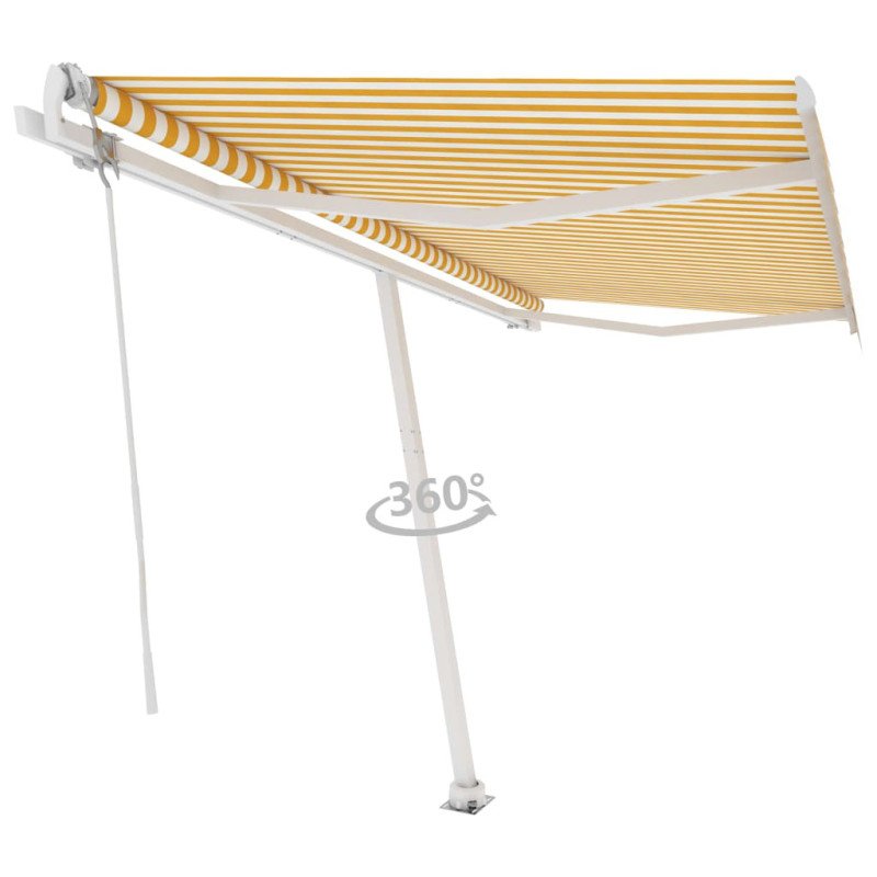 vidaXL Samostatne stojaca automatická markíza 450x300 cm žlto-biela