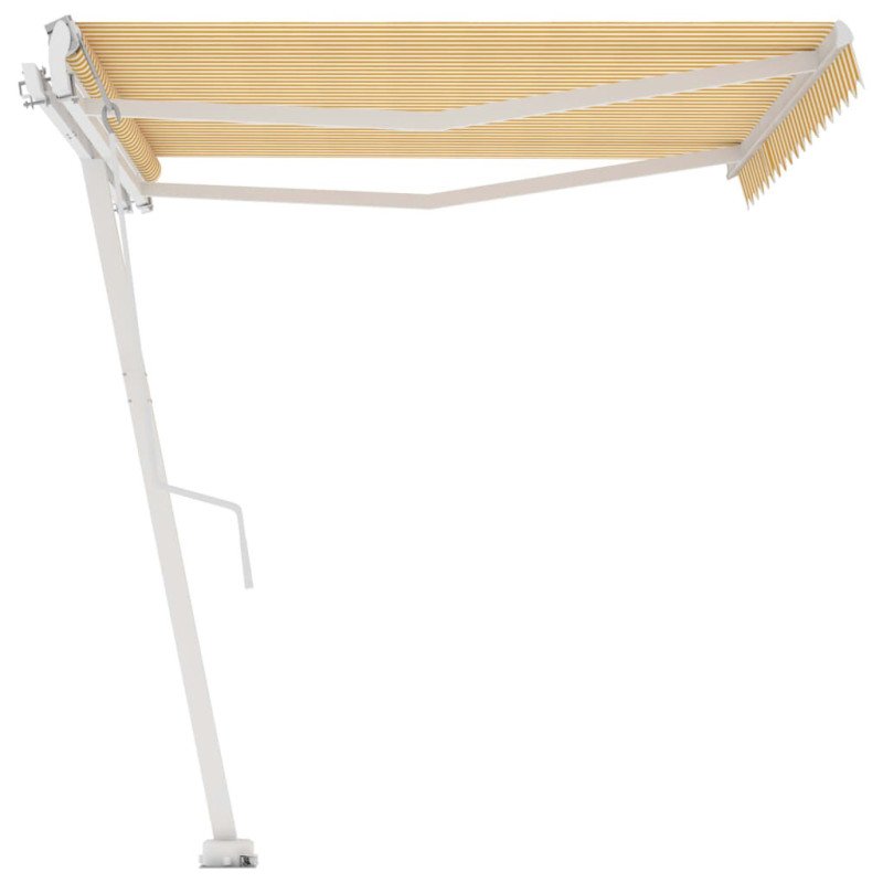 vidaXL Samostatne stojaca automatická markíza 450x300 cm žlto-biela