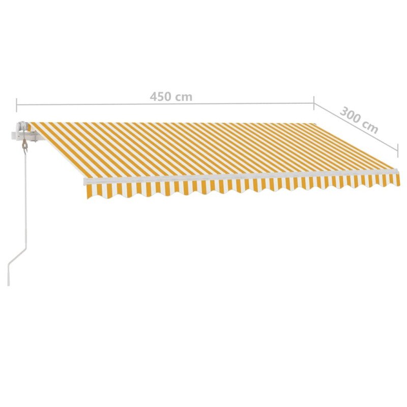vidaXL Samostatne stojaca automatická markíza 450x300 cm žlto-biela