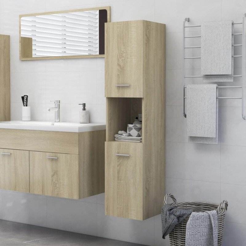 vidaXL Skrinka do kúpeľne farba dubu sonoma 30x30x130 cm drevotrieska
