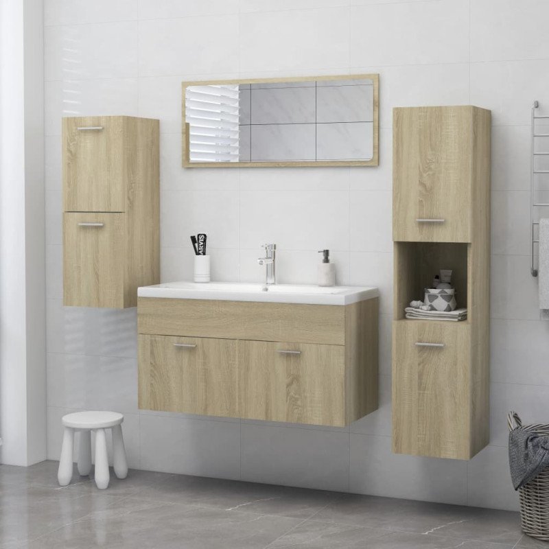 vidaXL Skrinka do kúpeľne farba dubu sonoma 30x30x130 cm drevotrieska
