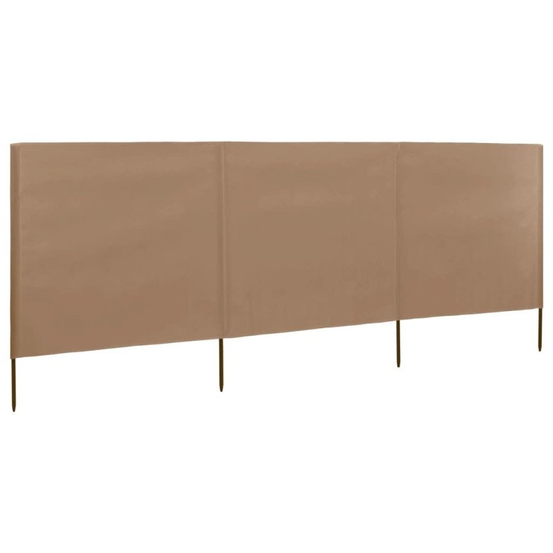 vidaXL 3-panelová zábrana proti vetru šedohnedá 400x120 cm látková