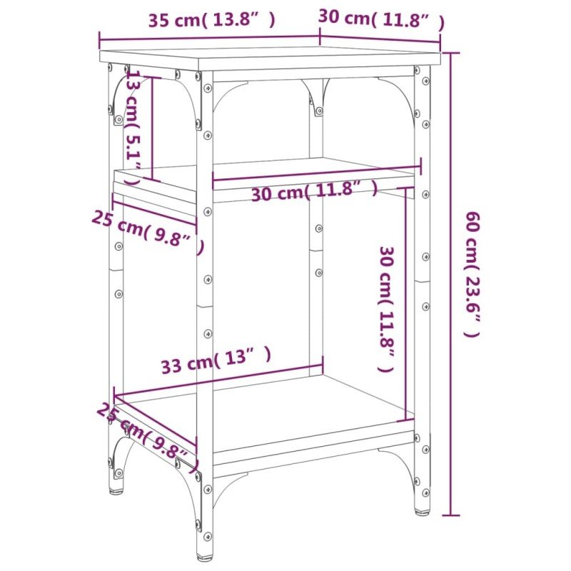 vidaXL Bočný stolík čierny 35x30x60 cm spracované drevo