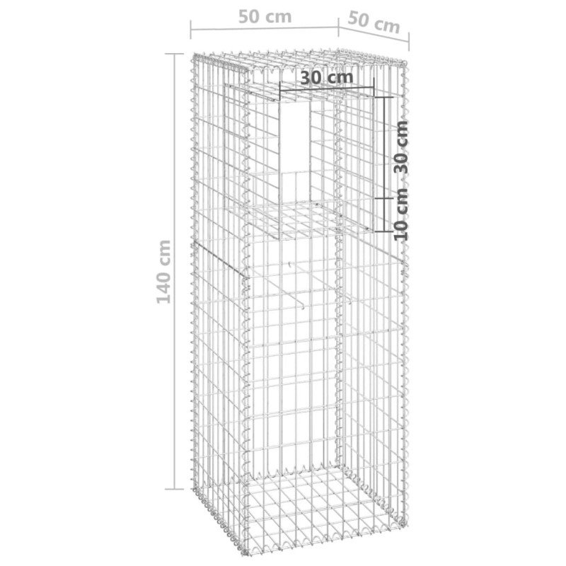 vidaXL Gabiónové koše/stĺpy 2 ks 50x50x140 cm železo