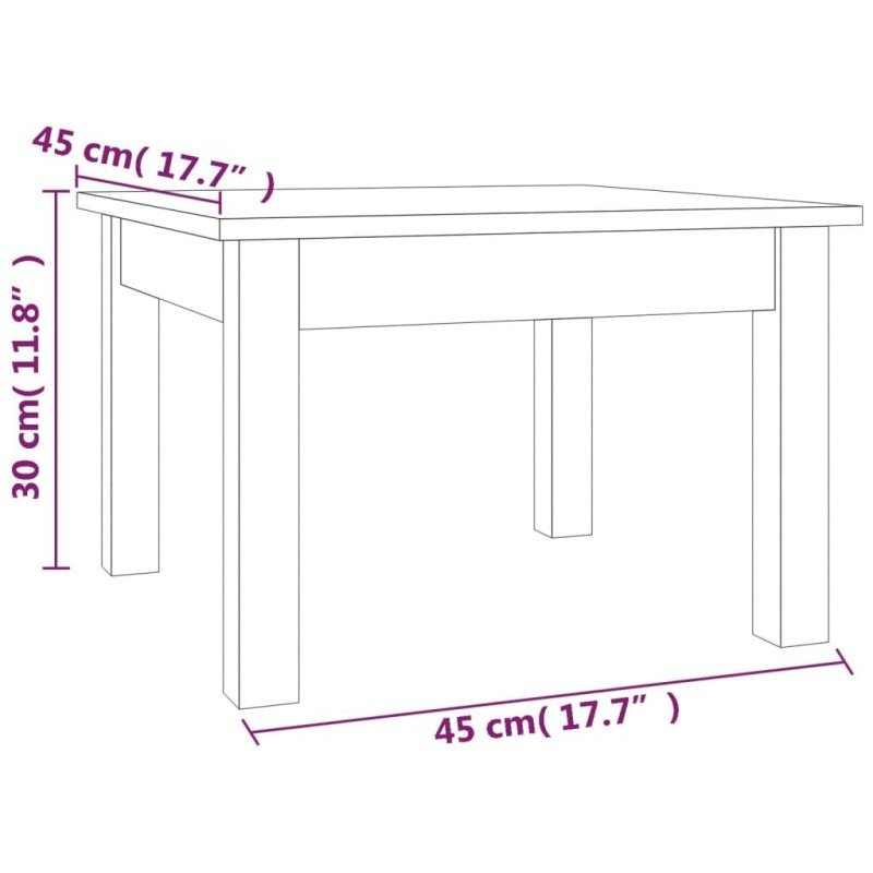 vidaXL Konferenčný stolík sivý 45x45x30 cm borovicový masív