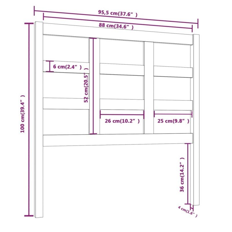 vidaXL Čelo postele 95,5x4x100 cm masívna borovica