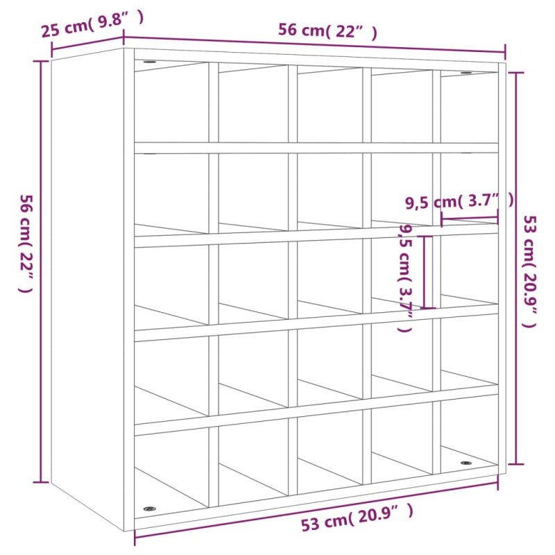 VidaXL Skrinka na víno medovohnedá 56x25x56 cm masívna borovica