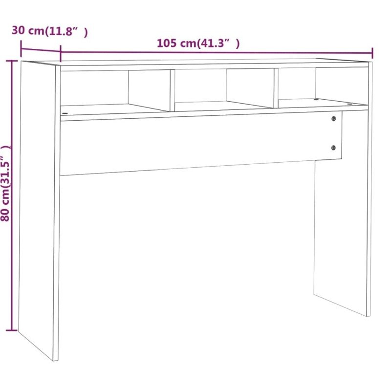 vidaXL Konzolový stolík dymový dub 105x30x80 cm spracované drevo