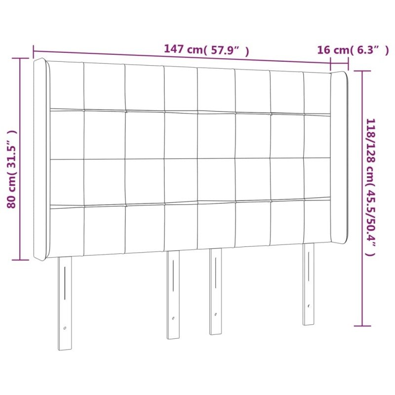 vidaXL Čelo postele so záhybmi bledosivé 147x16x118/128 cm látka